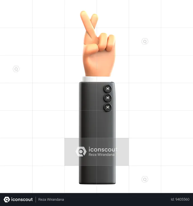 Cross Finger Hand Gesture  3D Icon