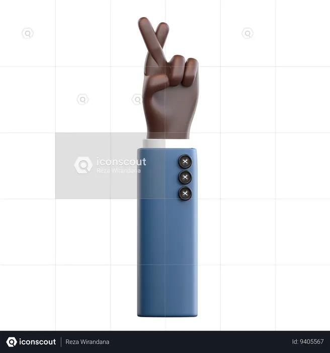 Cross Finger Hand Gesture  3D Icon