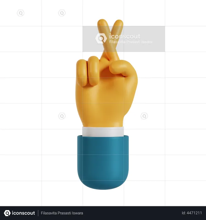 Cross Finger Hand Gesture  3D Illustration