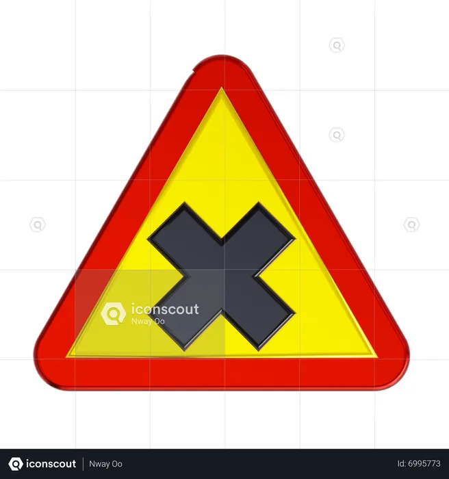 Cross Mark Road Sign  3D Icon