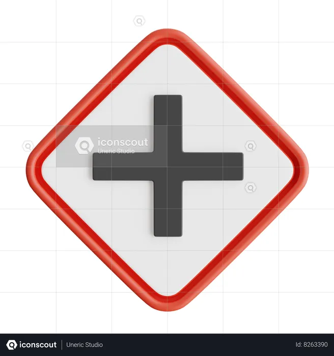 Cross Road Sign  3D Icon
