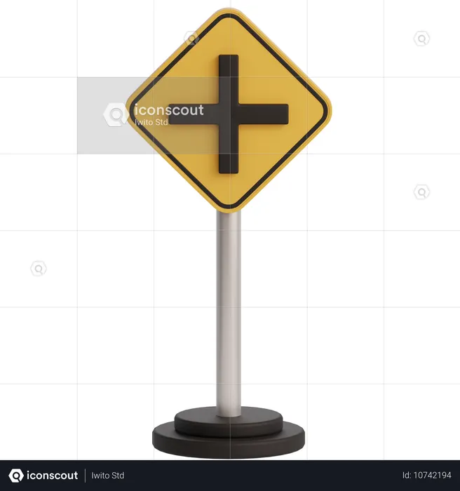 Cross Road Sign  3D Icon