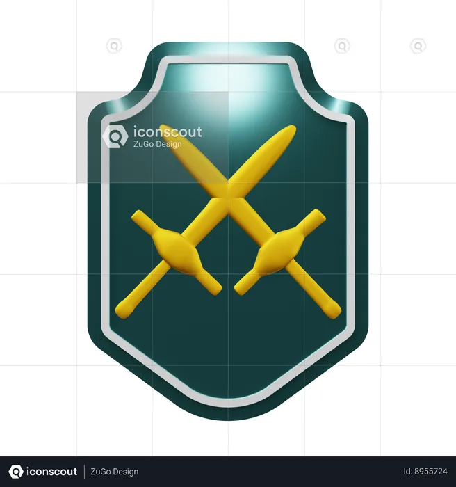 Cross Sword Emblem  3D Icon