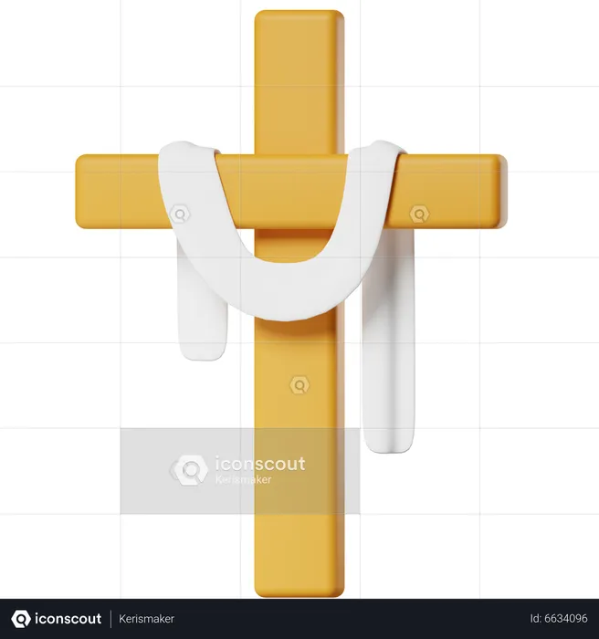 Cross With Shawl  3D Icon