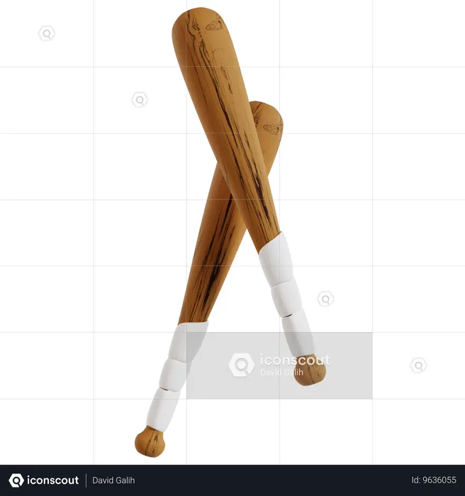 Crossed Baseball Bats Sports Gear  3D Icon