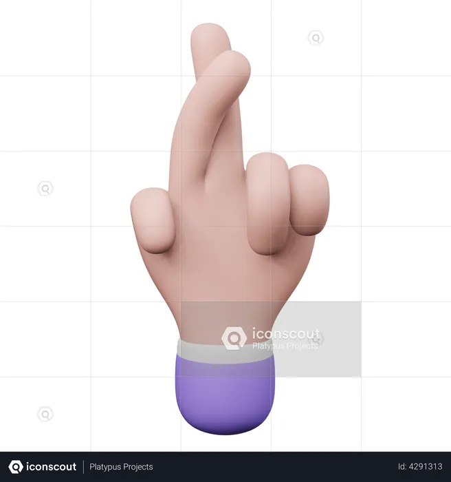 Crossed Finger Hand Gesture  3D Illustration