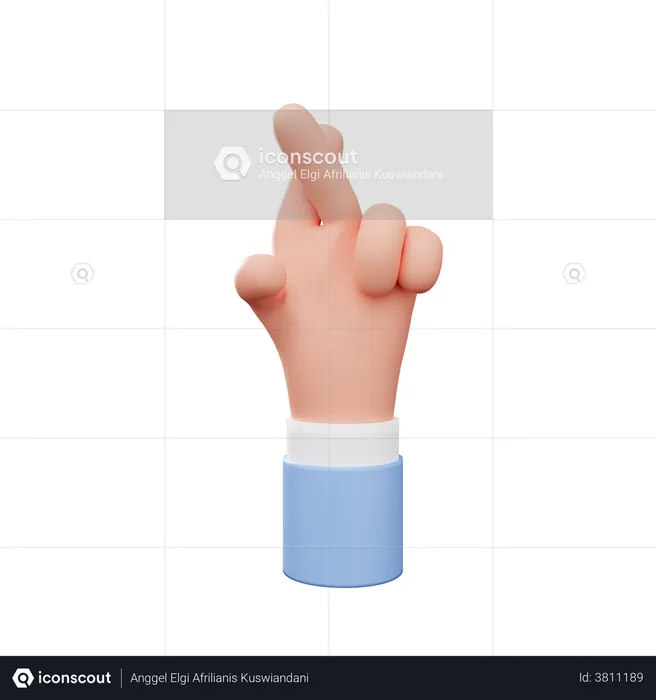 Crossed Finger Hand Gesture  3D Illustration