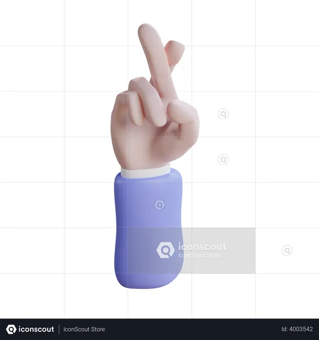 Crossed finger hand gesture  3D Icon