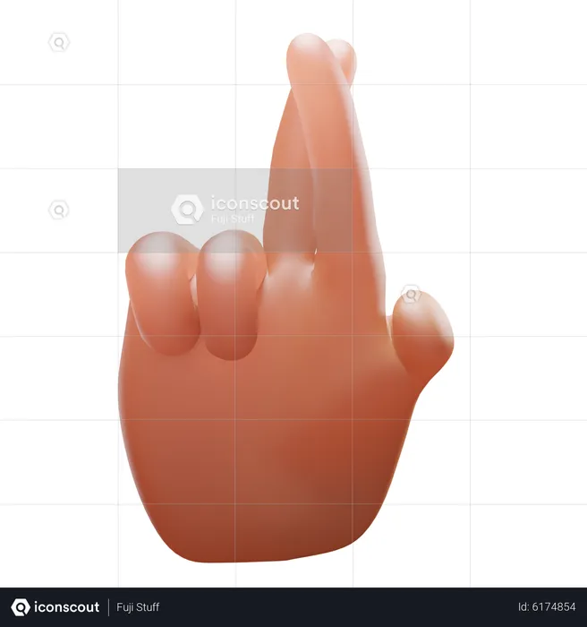 Crossed Finger Hand Gesture  3D Icon