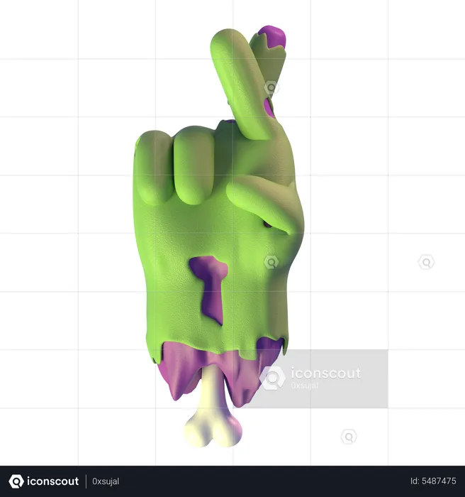 Crossed Finger Zombie Hand  3D Icon