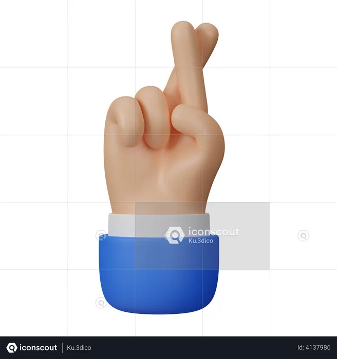 Crossed Fingers  3D Illustration