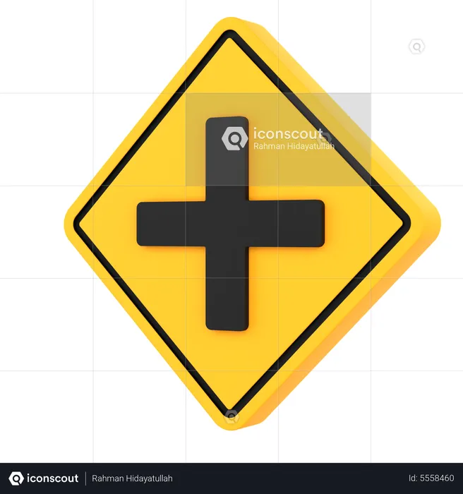 Crossroad Intersection Sign  3D Icon
