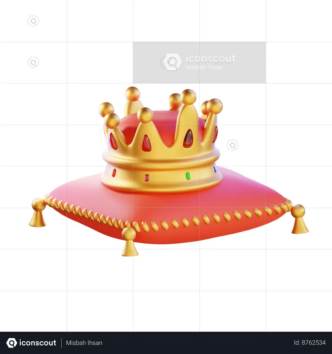 Crown on Pillow  3D Icon
