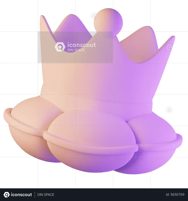 Crown on Pillow  3D Icon