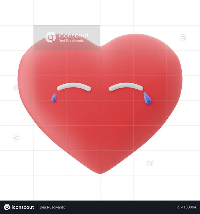 Cry Heart Emoji 3D Illustration