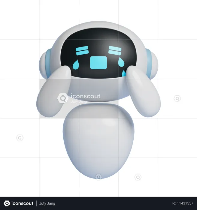 Crying Ai Robot Character 3 D Graphics  3D Icon