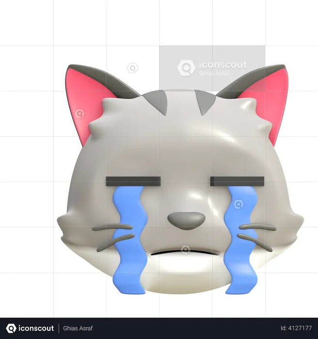 Crying cat Emoji 3D Illustration