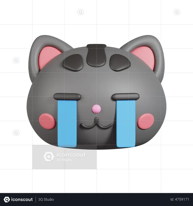 Crying Cat Emoji Emoji 3D Illustration