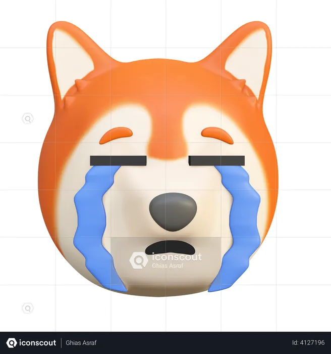 Crying dog Emoji 3D Illustration
