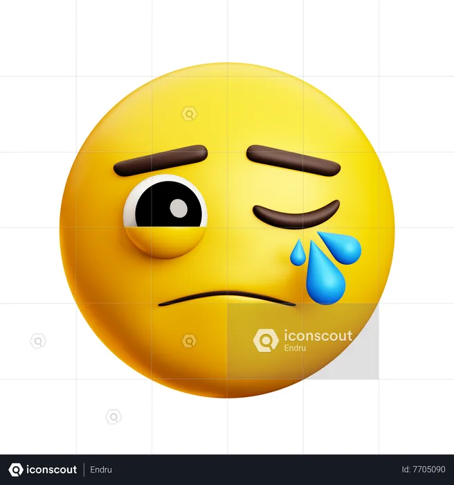 Crying Face With One Eye Is Closed And The Other Is Open Emoji 3D Icon