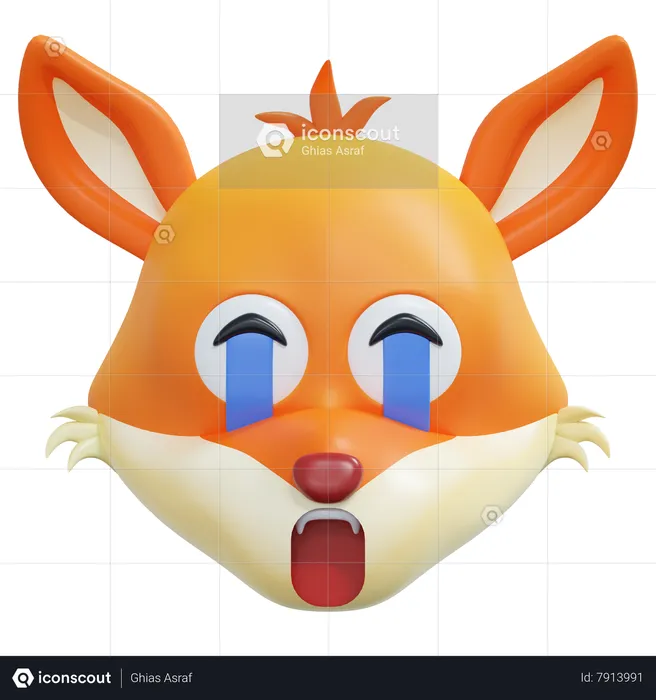 Crying Fox Emoticon Emoji 3D Icon