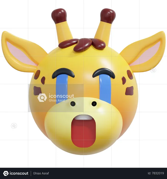 Crying Giraffe Emoticon Emoji 3D Icon