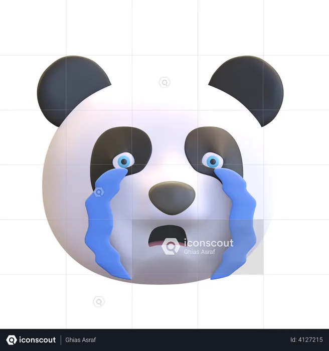 Crying panda Emoji 3D Illustration