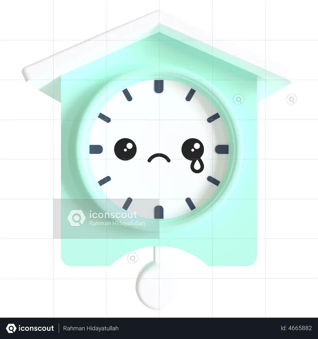 Crying Wall Clock  3D Illustration