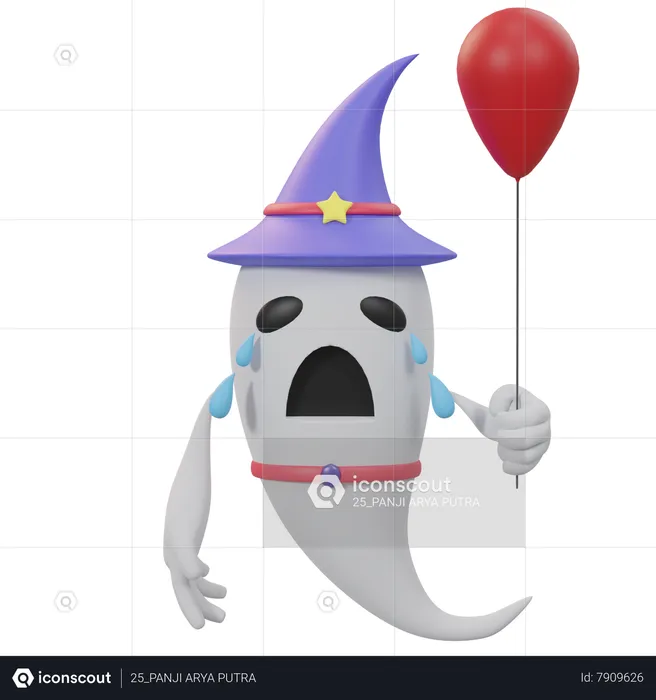 Crying Wizard Ghost  3D Icon
