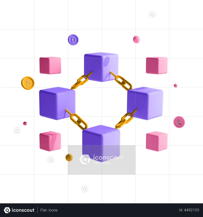 Crypto Blockchain connection  3D Illustration