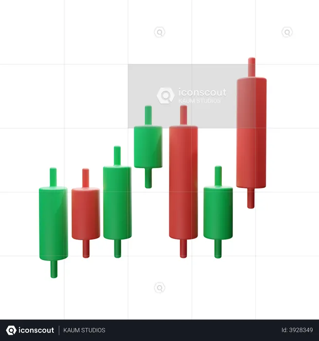 Crypto Chart Candles  3D Illustration
