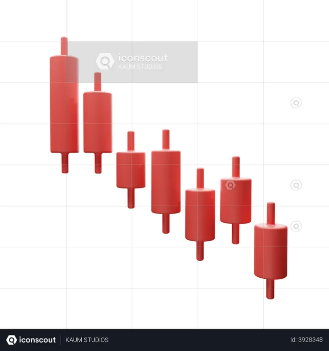 Crypto chart candles down  3D Illustration