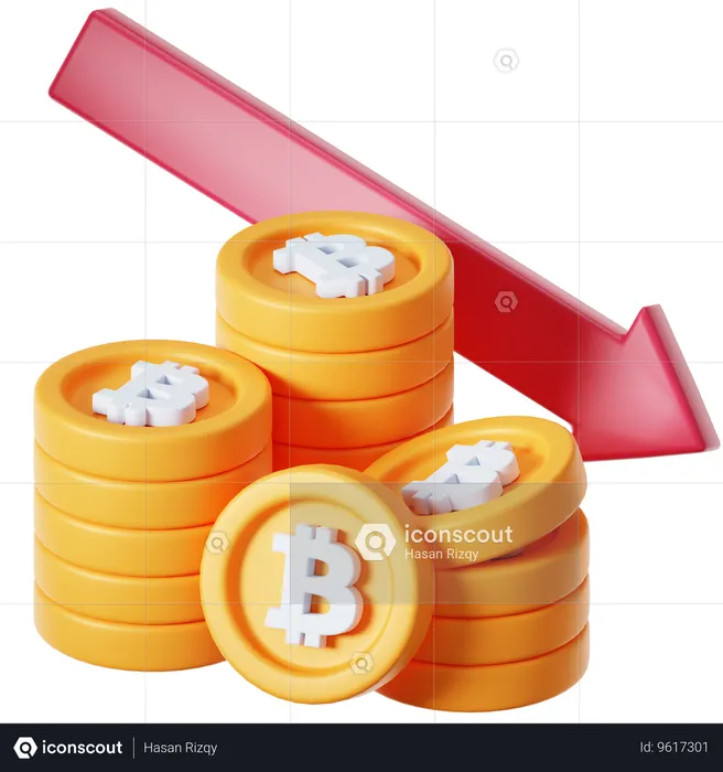 Crypto Coin Down  3D Icon