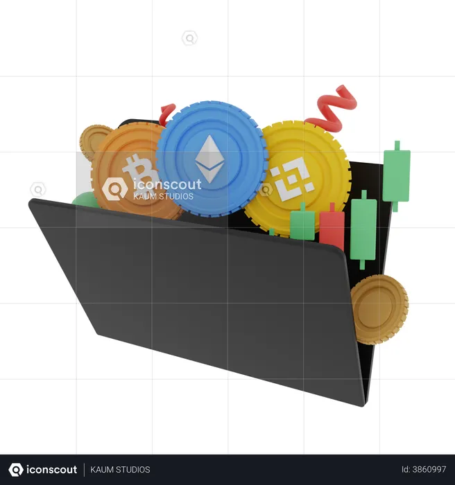 Crypto Coin Folder  3D Illustration