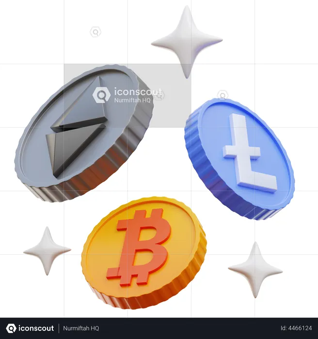 Crypto Coins  3D Illustration