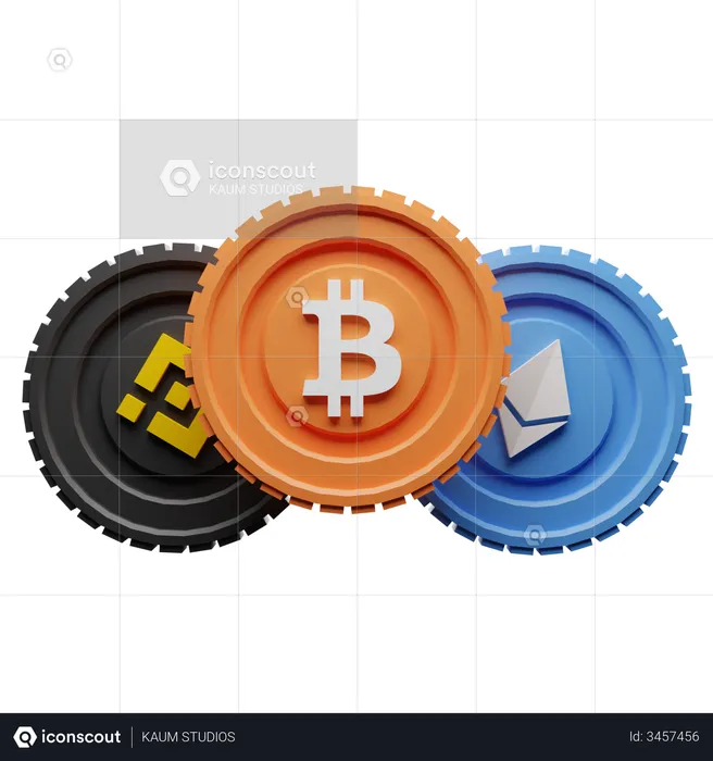 Crypto Coins  3D Illustration