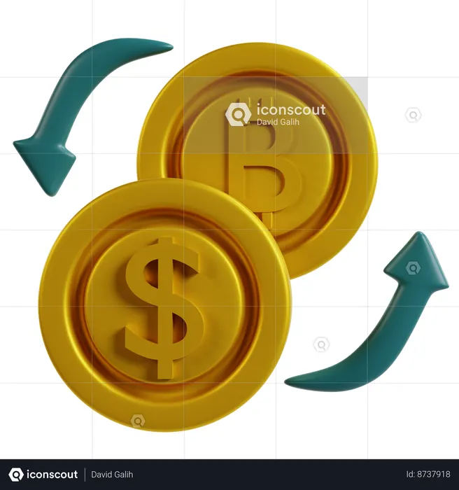 Crypto Currency Conversion  3D Icon