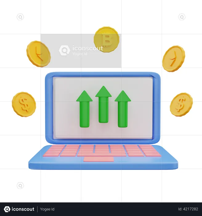 Crypto Investment growth  3D Illustration