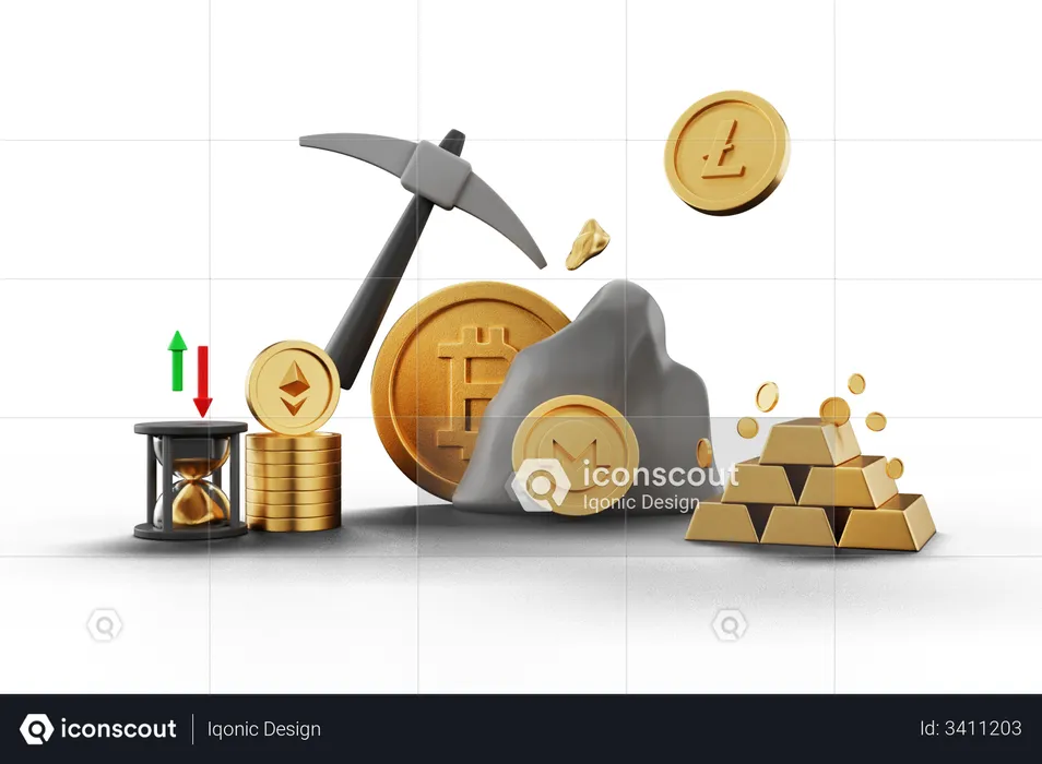 Crypto-monnaie  3D Illustration