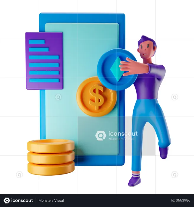 Actifs numériques de crypto-monnaie  3D Illustration