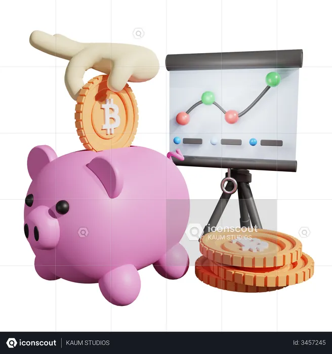 Crypto Piggy Bank Analysis  3D Illustration