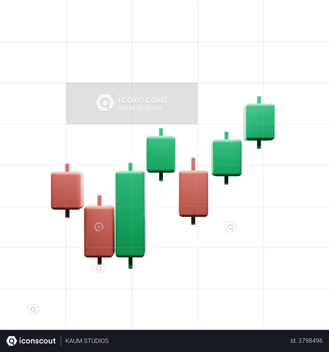 Crypto Stocks Candle Chart  3D Illustration
