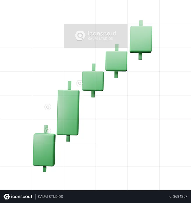 Crypto Stocks Green Candles up  3D Illustration