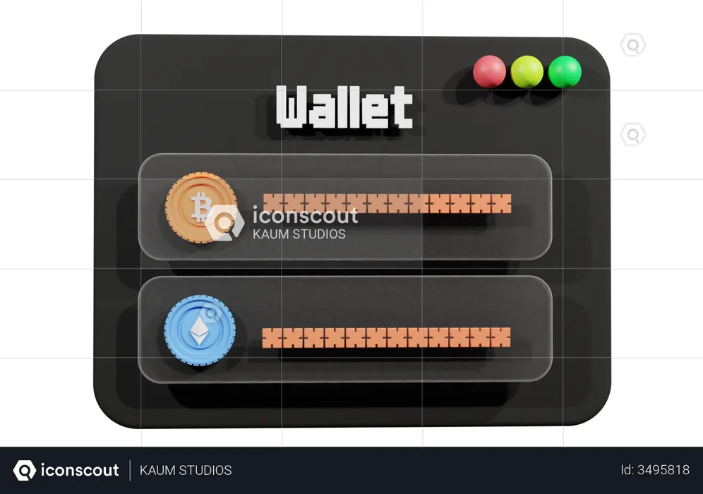 Crypto Wallet With Bitcoin And Ethereum  3D Illustration