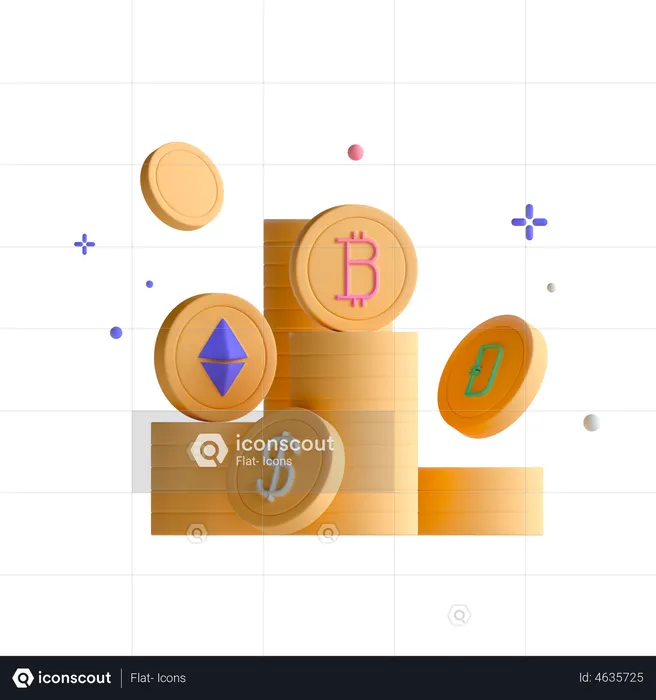 Cryptocurrency  3D Illustration