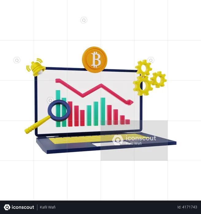 Cryptocurrency analysis  3D Illustration