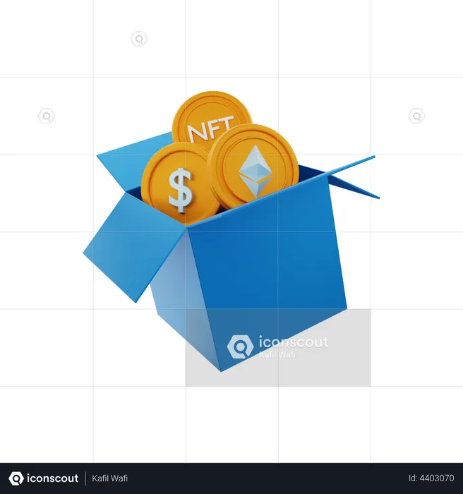 Cryptocurrency box  3D Illustration