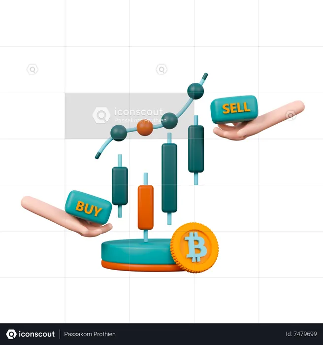 Cryptocurrency Candlestick Chart  3D Icon