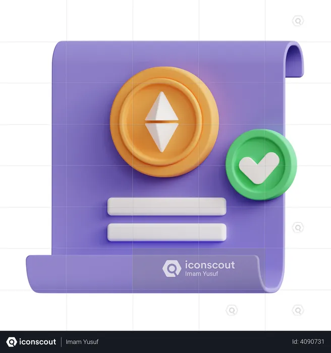 Cryptocurrency certificate  3D Illustration
