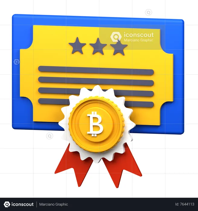 Cryptocurrency Certificate  3D Icon